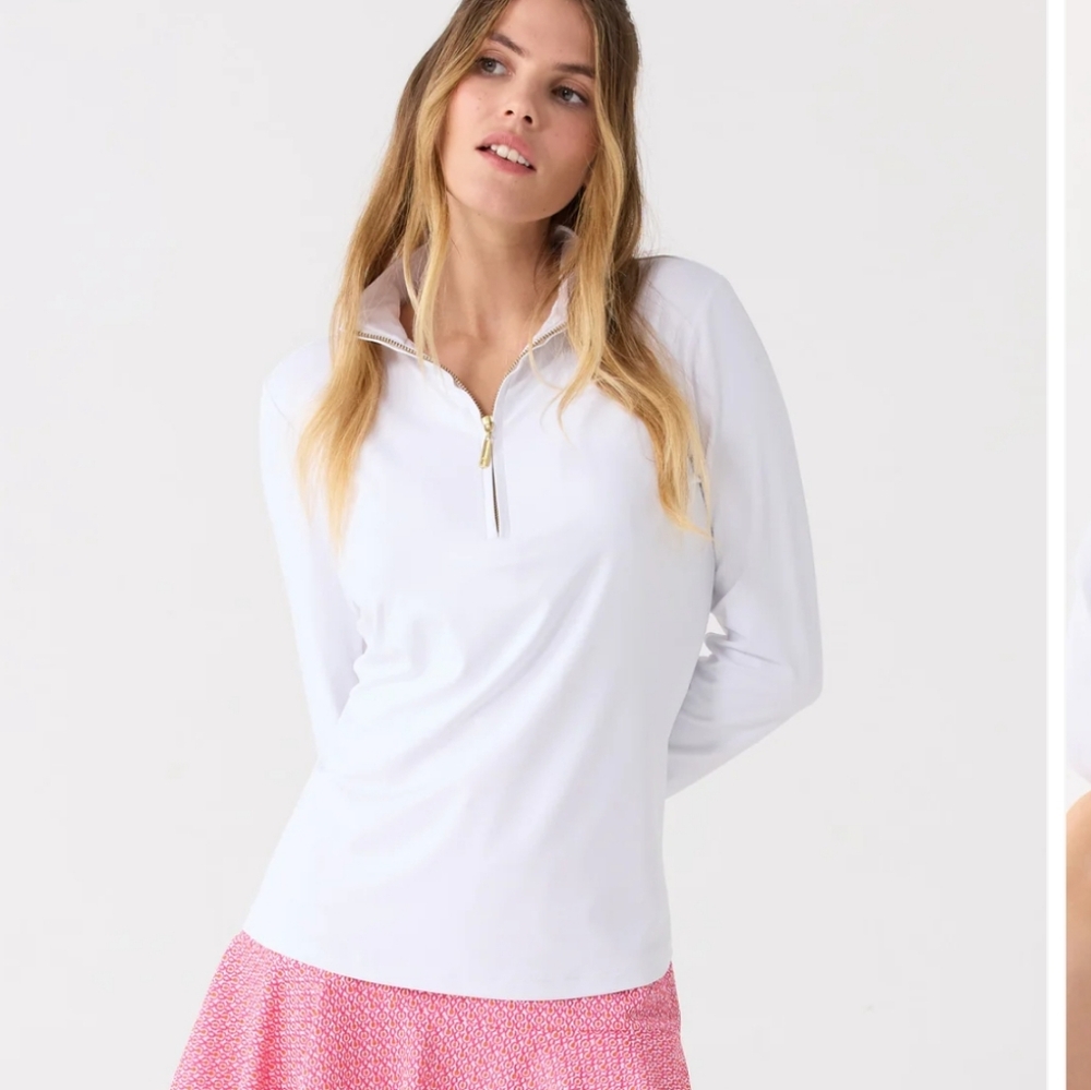 CABANA LIFE| White 1/4 Zip Wicking Performance Top
